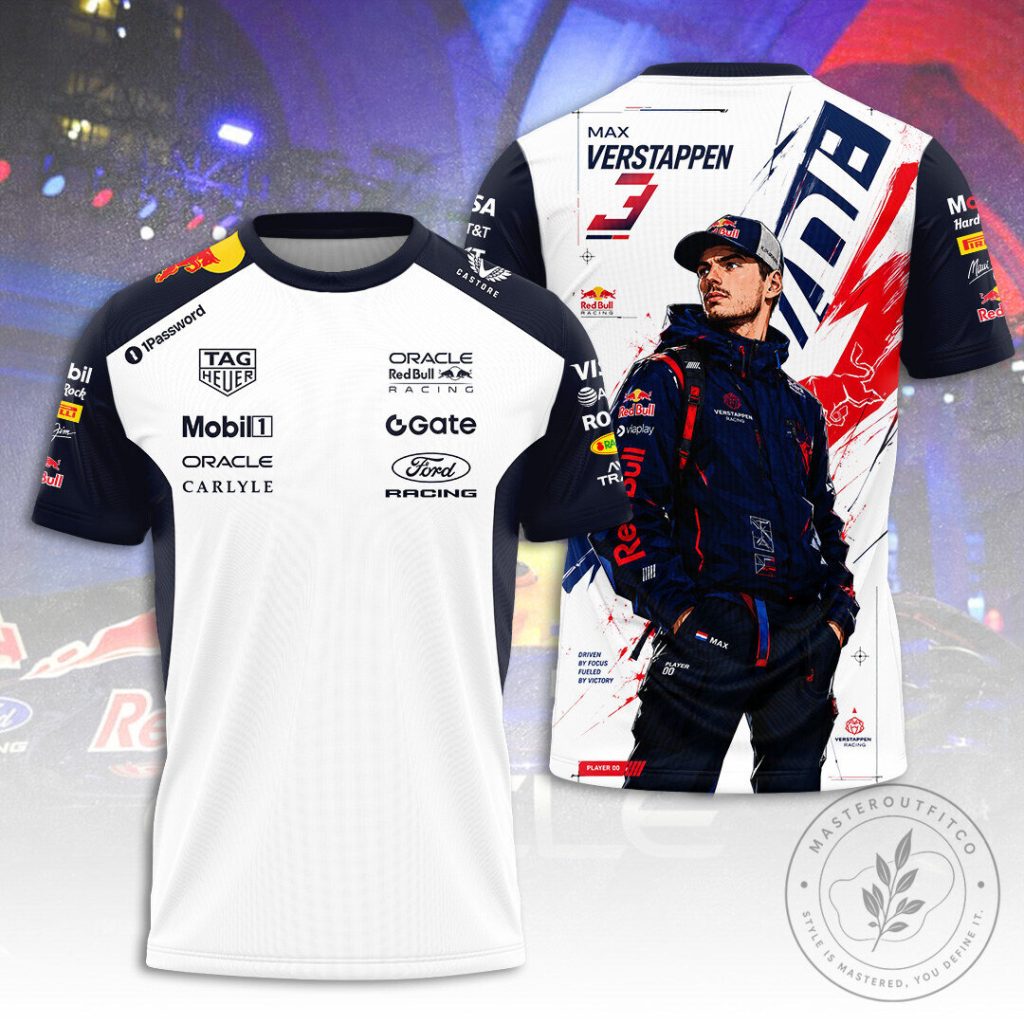 Max Verstappen Red Bull Racing F1 Team White Fan T-Shirt