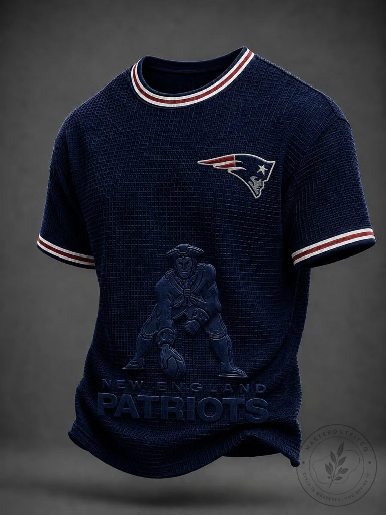 New England Patriots Fan Shirt Embossed Logo Casual T-Shirt