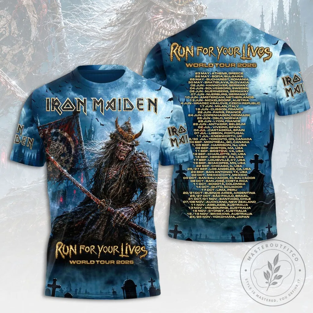 2026 World Tour Graphic Tee for Iron Maiden's Run For Your Lives
