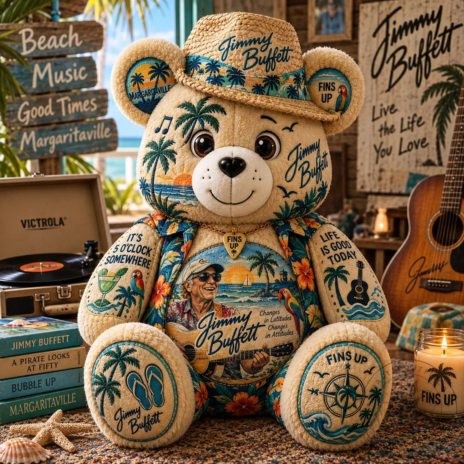 Jimmy Buffett Margaritaville Tropical Paradise Plush Bear Collectible Toy