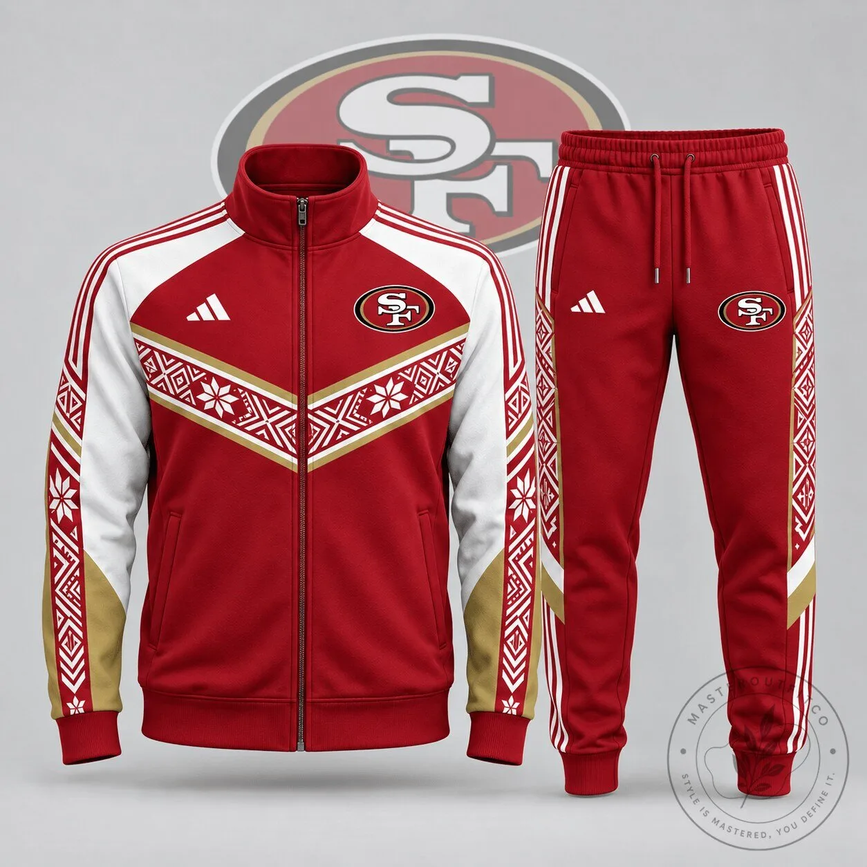 San Francisco 49ers NFL Team Nordic Pattern Tracksuit Jacket and Pants
