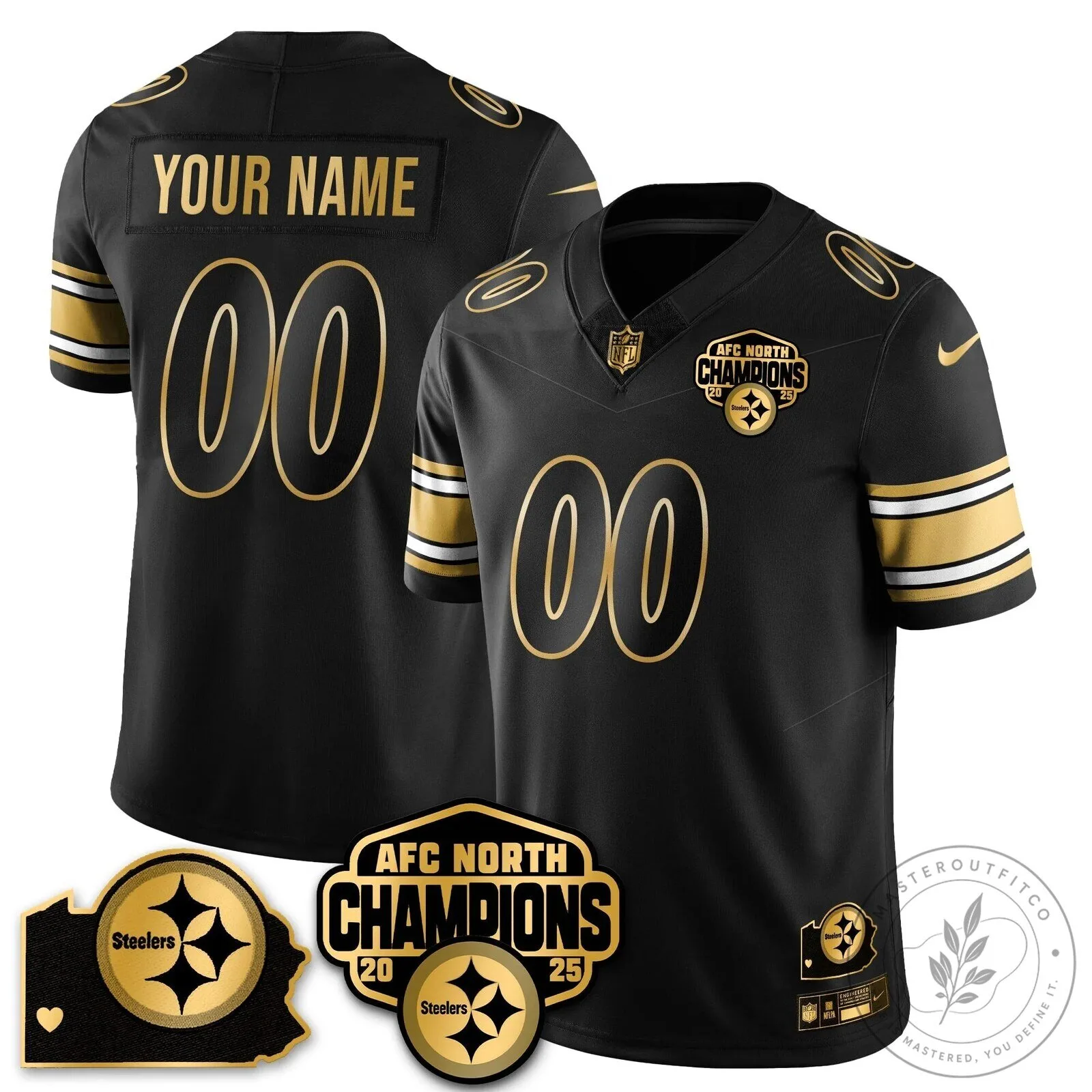 Pittsburgh Steelers Custom Jersey - Champions of the AFC North 18 Pittsburgh Steelers Custom Jersey - Champions of the AFC North