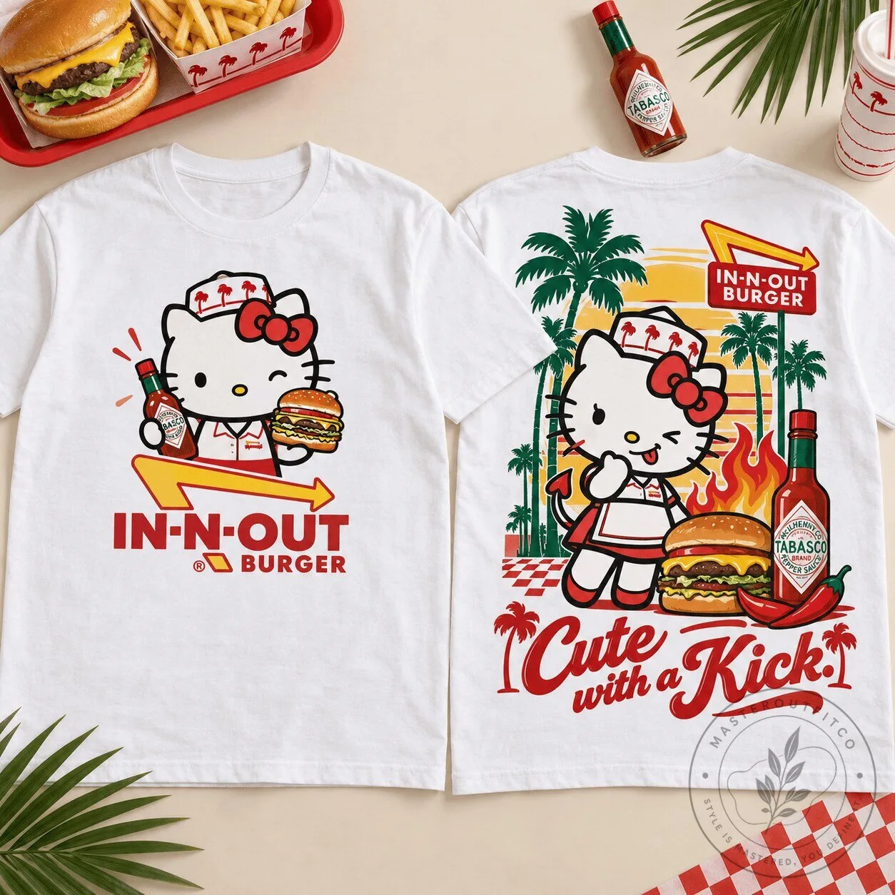 Hello Kitty In-N-Out Burger Cute With A Kick White T-Shirt 5 Hello Kitty In-N-Out Burger Cute With A Kick White T-Shirt