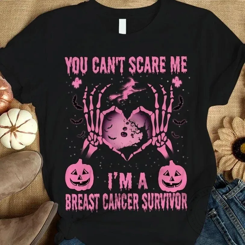 Breast Cancer Survivor Awareness Halloween Skeleton Heart T-Shirt