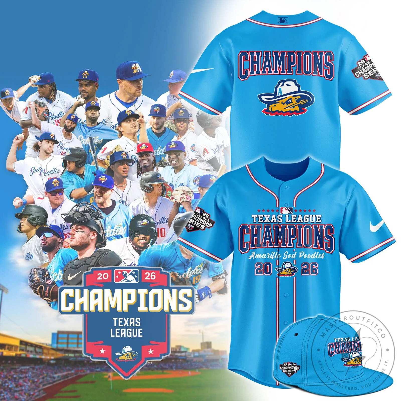 Amarillo Sod Poodles 2026 Texas League Champions Baseball Jersey