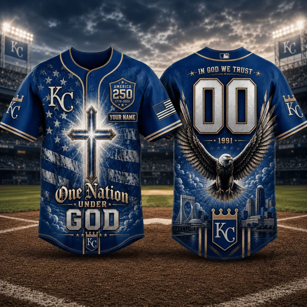 Kansas City Royals Baseball Personalized Patriotic Blue Jersey 5 Kansas City Royals Baseball Personalized Patriotic Blue Jersey