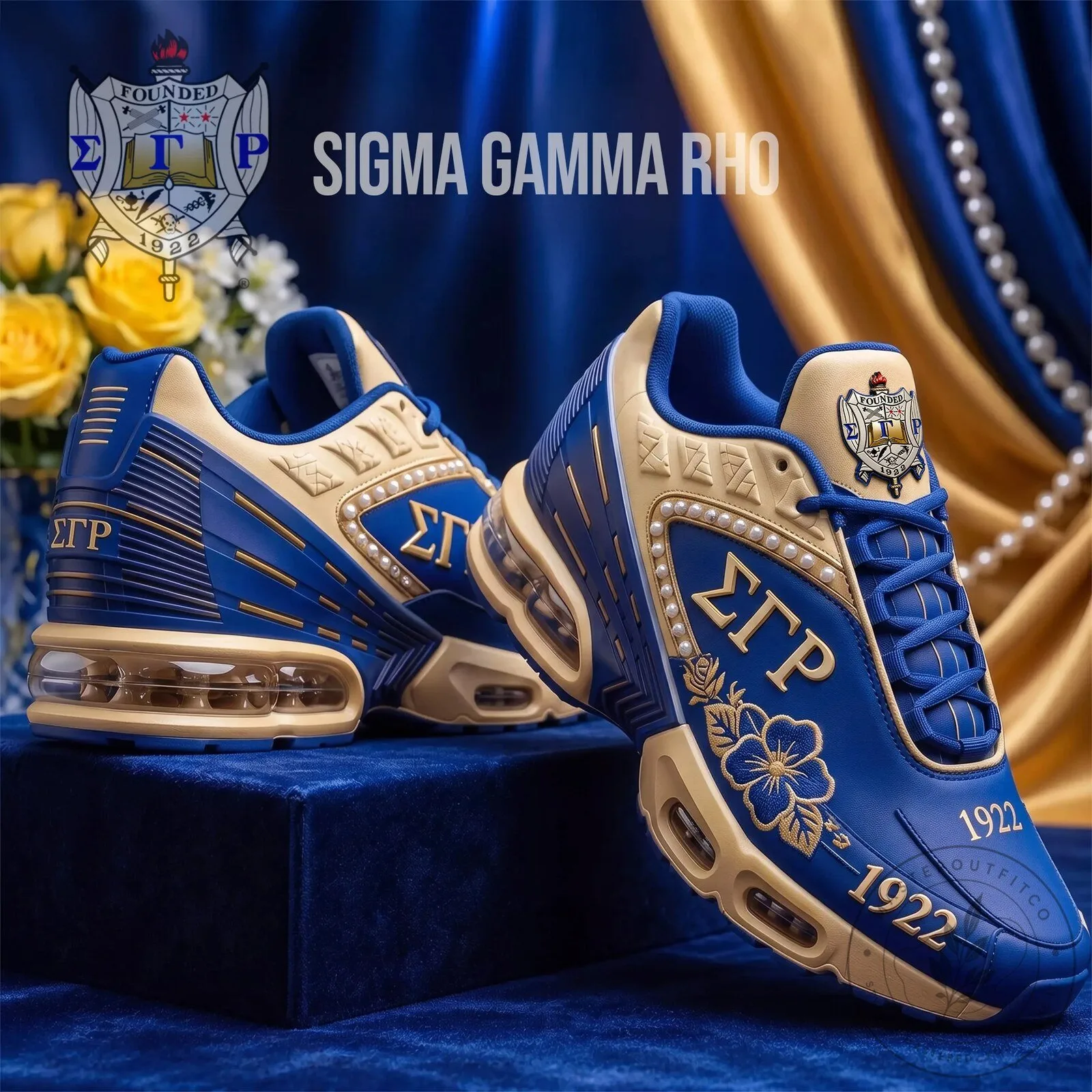 Royal Blue and Gold Athletic Sneakers for Sigma Gamma Rho Sorority