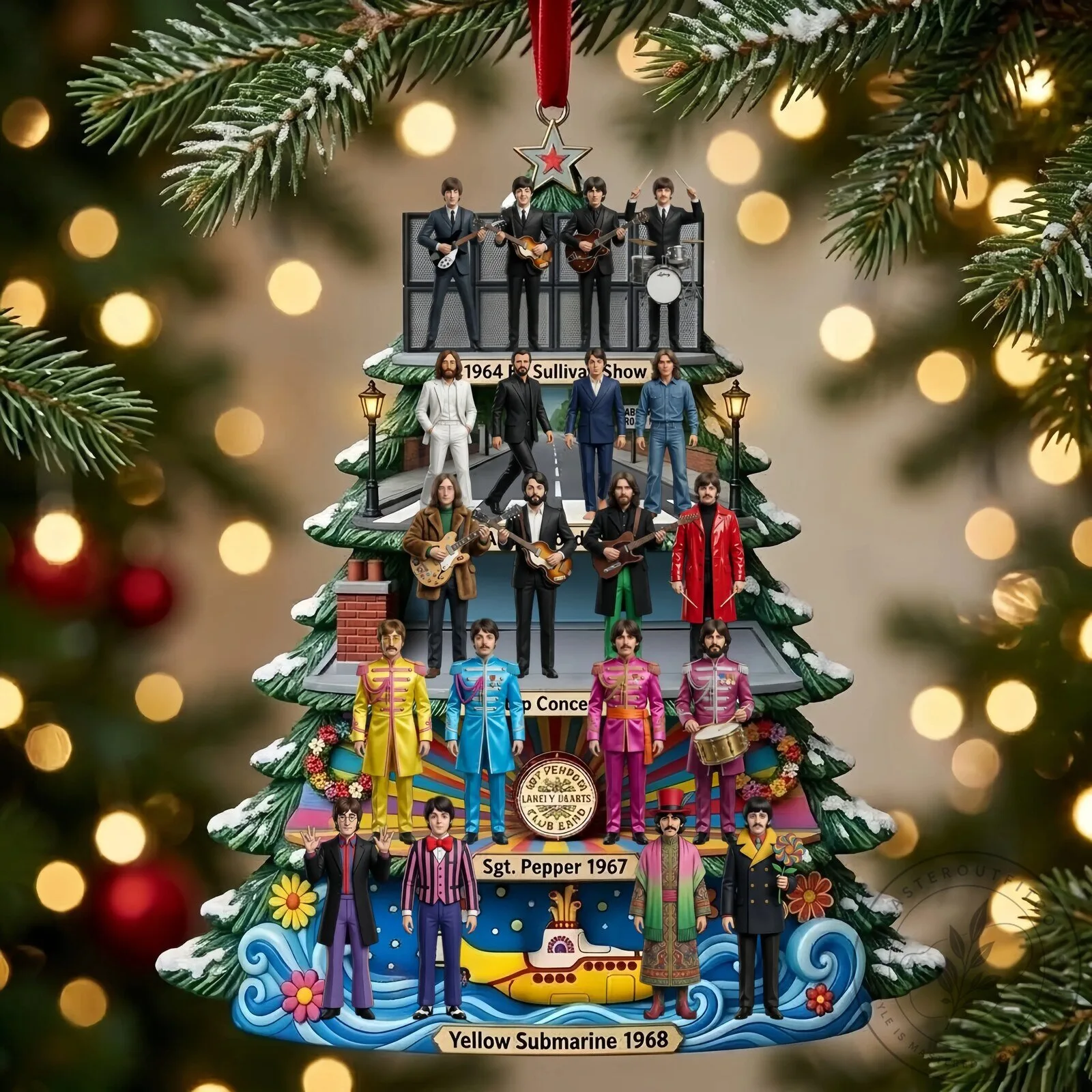 The Beatles Chronological Christmas Tree Holiday Ornament