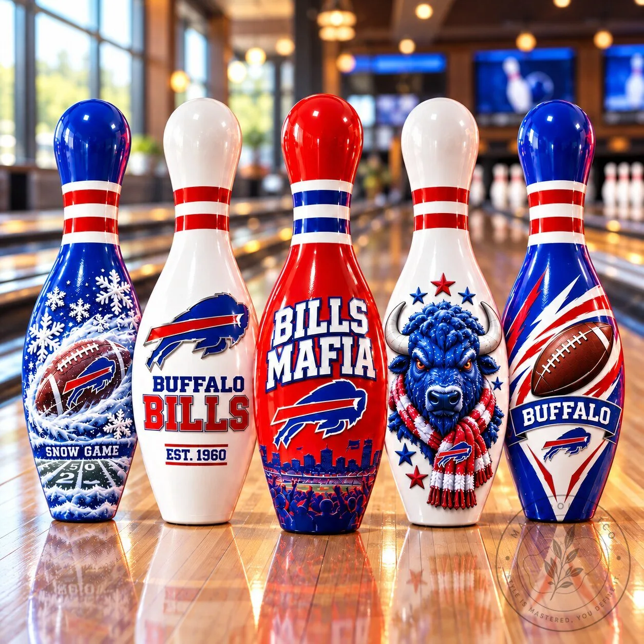 Buffalo Bills 5-Piece Decorative Bowling Pin Set