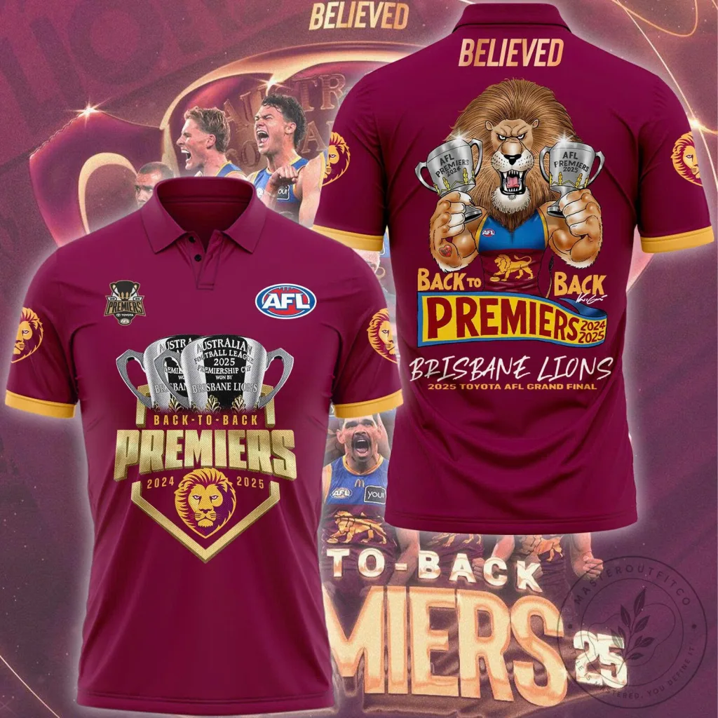 2024-2025 AFL Grand Final Polo Shirt for Back-to-Back Premiers Brisbane Lions 2024-2025 AFL Grand Final Polo Shirt for Back-to-Back Premiers Brisbane Lions
