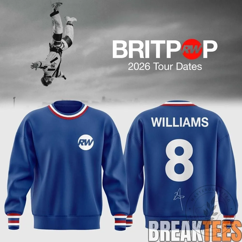 Crewneck Sweatshirt in Blue for Robbie Williams Britpop 2026 Tour Dates