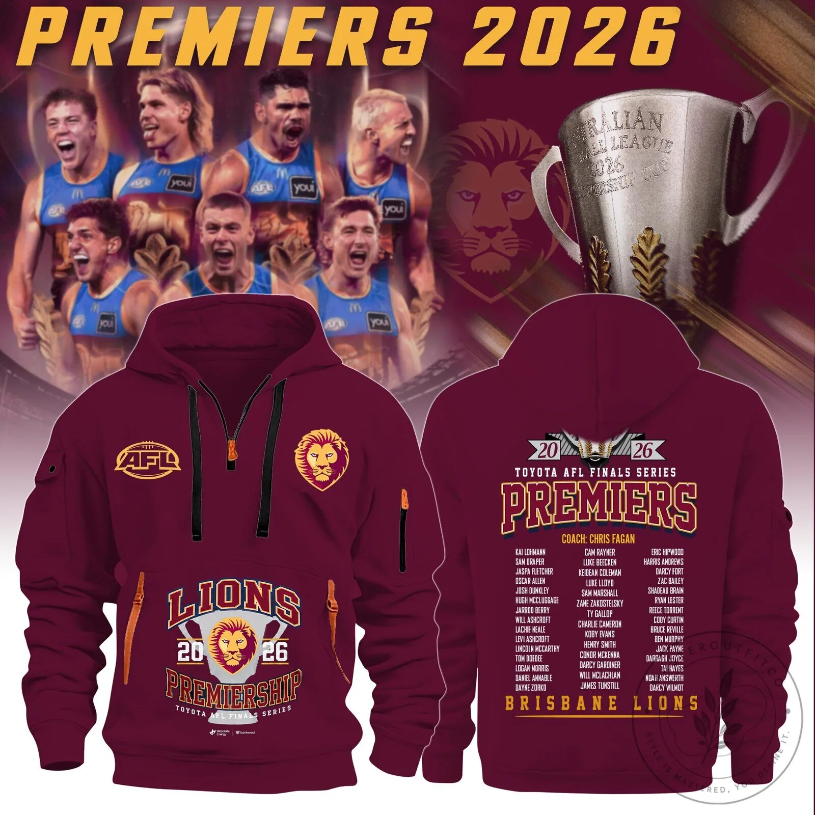 Brisbane Lions 2026 Premiers Australian Football League Hoodie