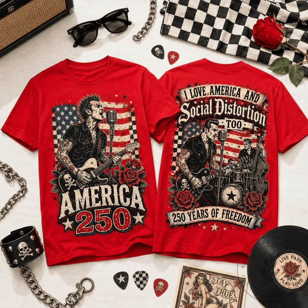 Social Distortion America 250 Years of Freedom Vintage Punk Rock T-Shirt Social Distortion America 250 Years of Freedom Vintage Punk Rock T-Shirt
