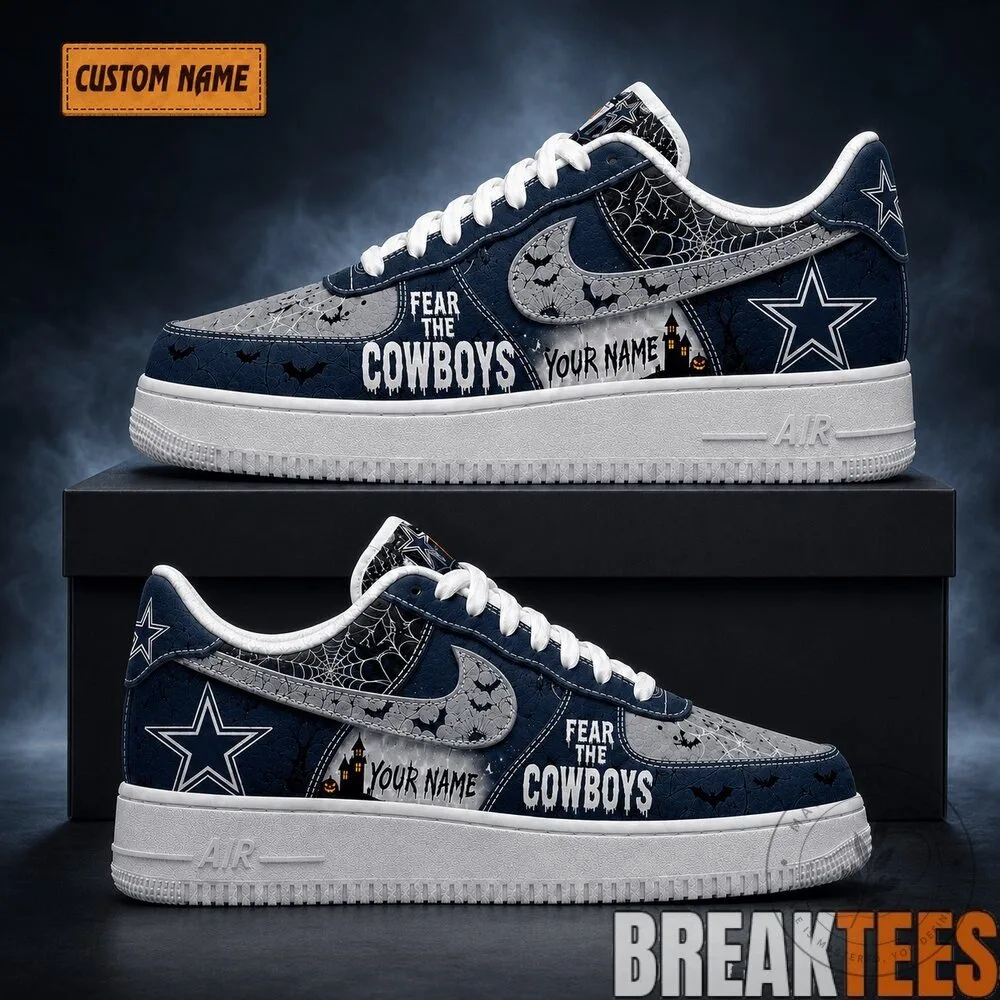 Dallas Cowboys Fear The Cowboys Halloween Custom Air Force 1 Shoes