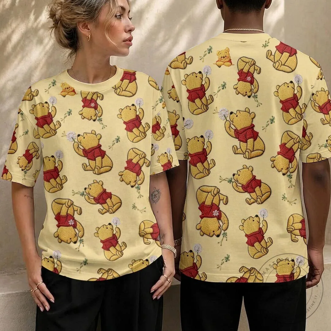 Winnie the Pooh Dandelion Field All Over Print Short Sleeve T-Shirt 1 Winnie the Pooh Dandelion Field All Over Print Short Sleeve T-Shirt