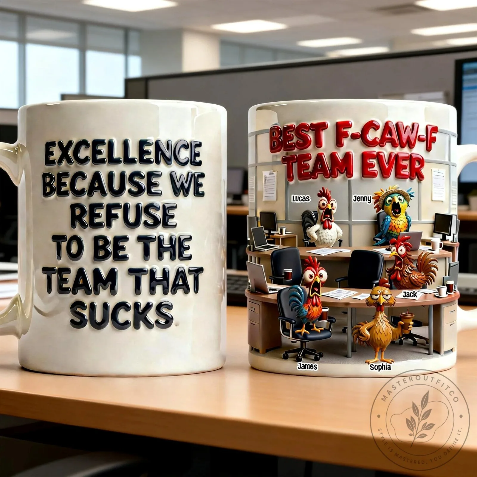 Funny Office Team Rooster Coffee Mug - Personalized Best Team Ever Gift