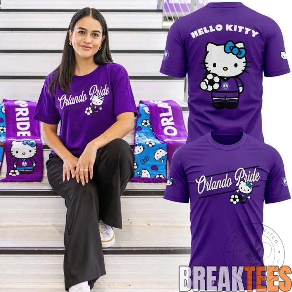 Orlando Pride Hello Kitty Soccer Team Purple Adult Unisex Graphic T-Shirt