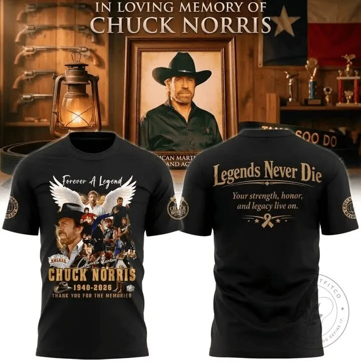 Chuck Norris Forever A Legend Memorial T-Shirt 2 Chuck Norris Forever A Legend Memorial T-Shirt