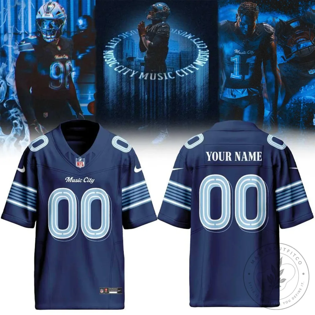 Tennessee Titans Football Jersey with Custom Name and Number, Music City Edition Tennessee Titans Football Jersey with Custom Name and Number, Music City Edition