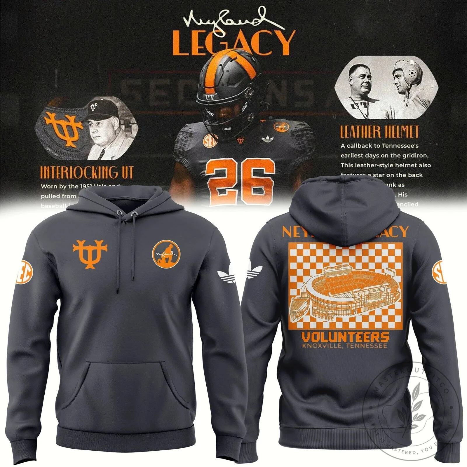 Tennessee Football Neyland Legacy Volunteers Charcoal Hoodie 6 Tennessee Football Neyland Legacy Volunteers Charcoal Hoodie
