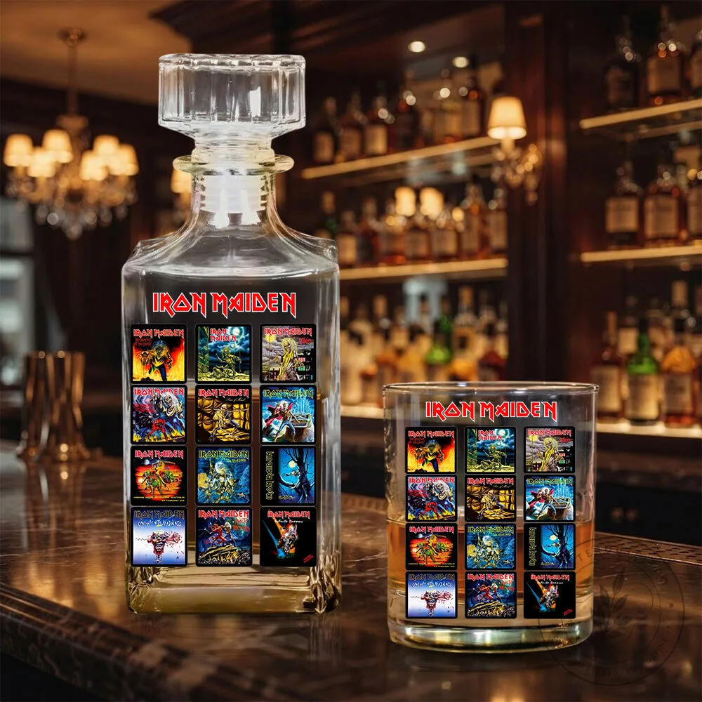 Iron Maiden Album Covers Whiskey Decanter and Glass Set