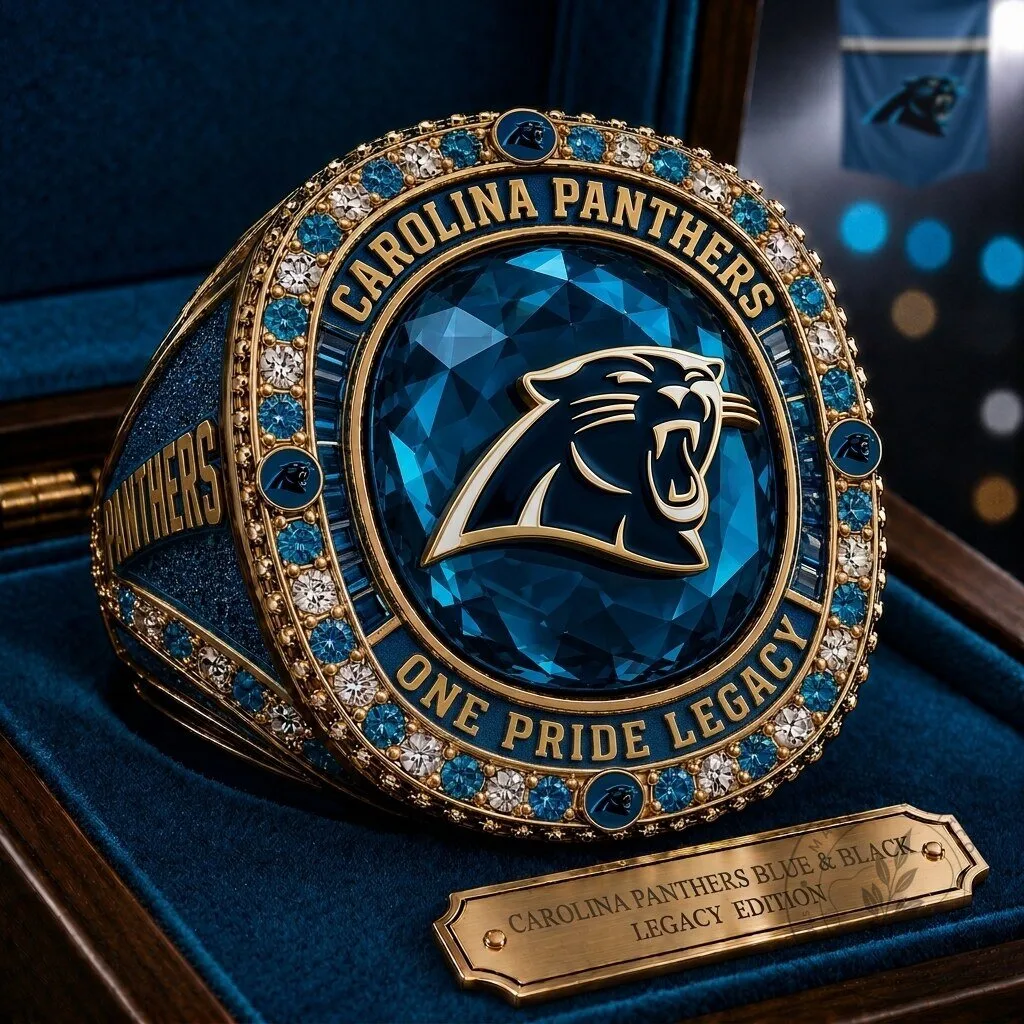 Limited Edition Carolina Panthers Round Engraved Ring