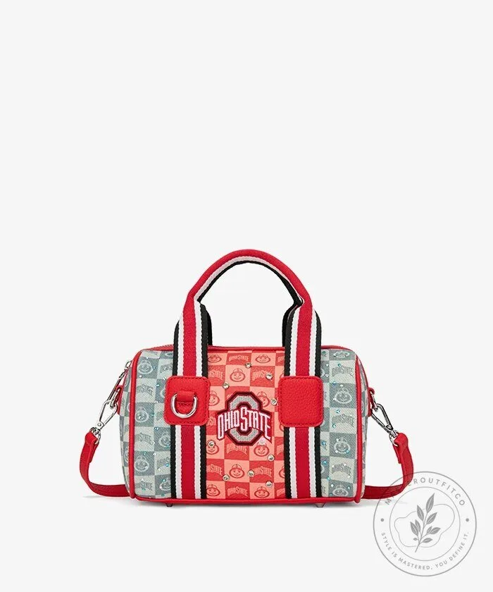 Ohio State Buckeyes Red and Gray Patterned Mini Boston Shoulder Bag
