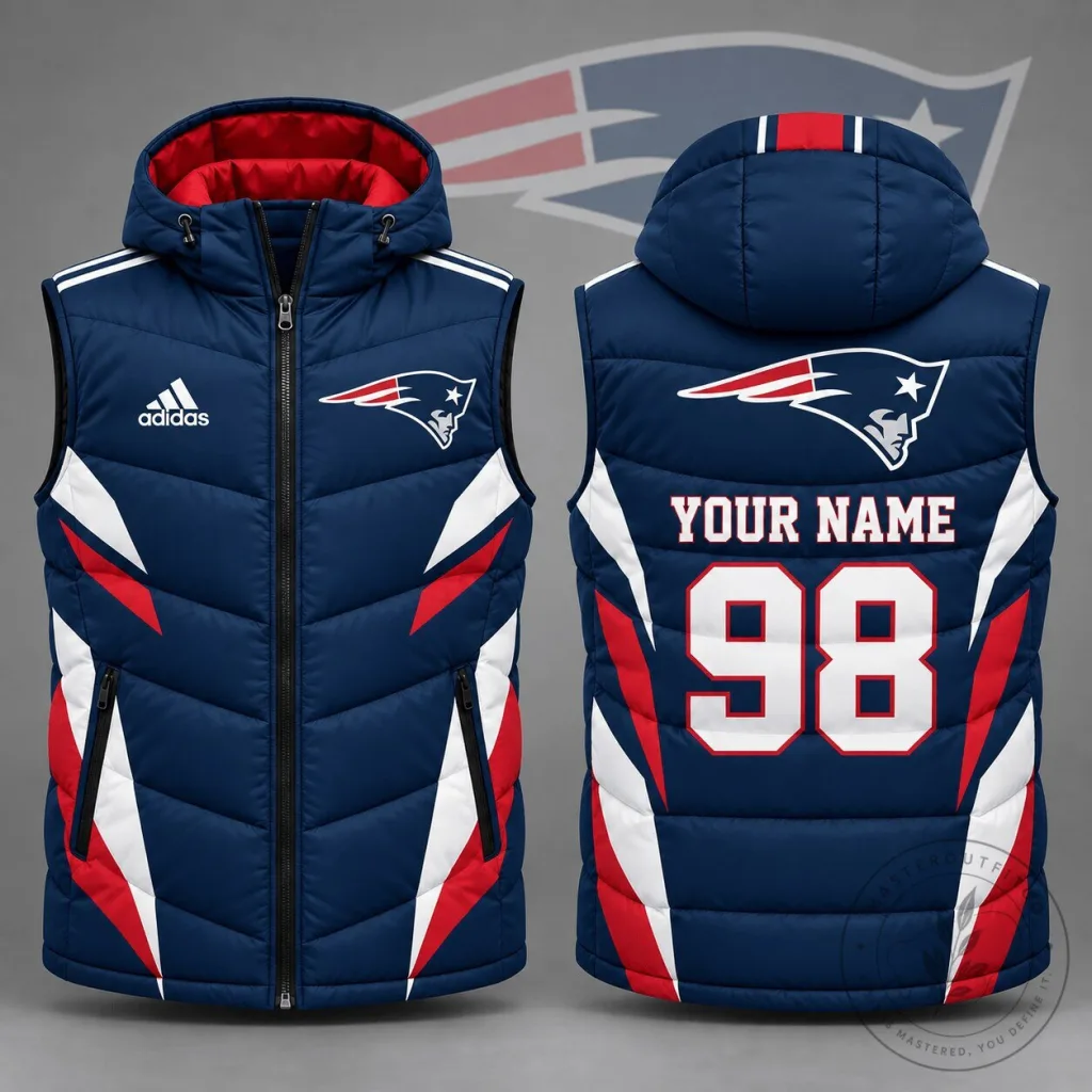 New England Patriots Personalized Puffer Vest, Custom Name and Number Winter Jacket 41 New England Patriots Personalized Puffer Vest, Custom Name and Number Winter Jacket