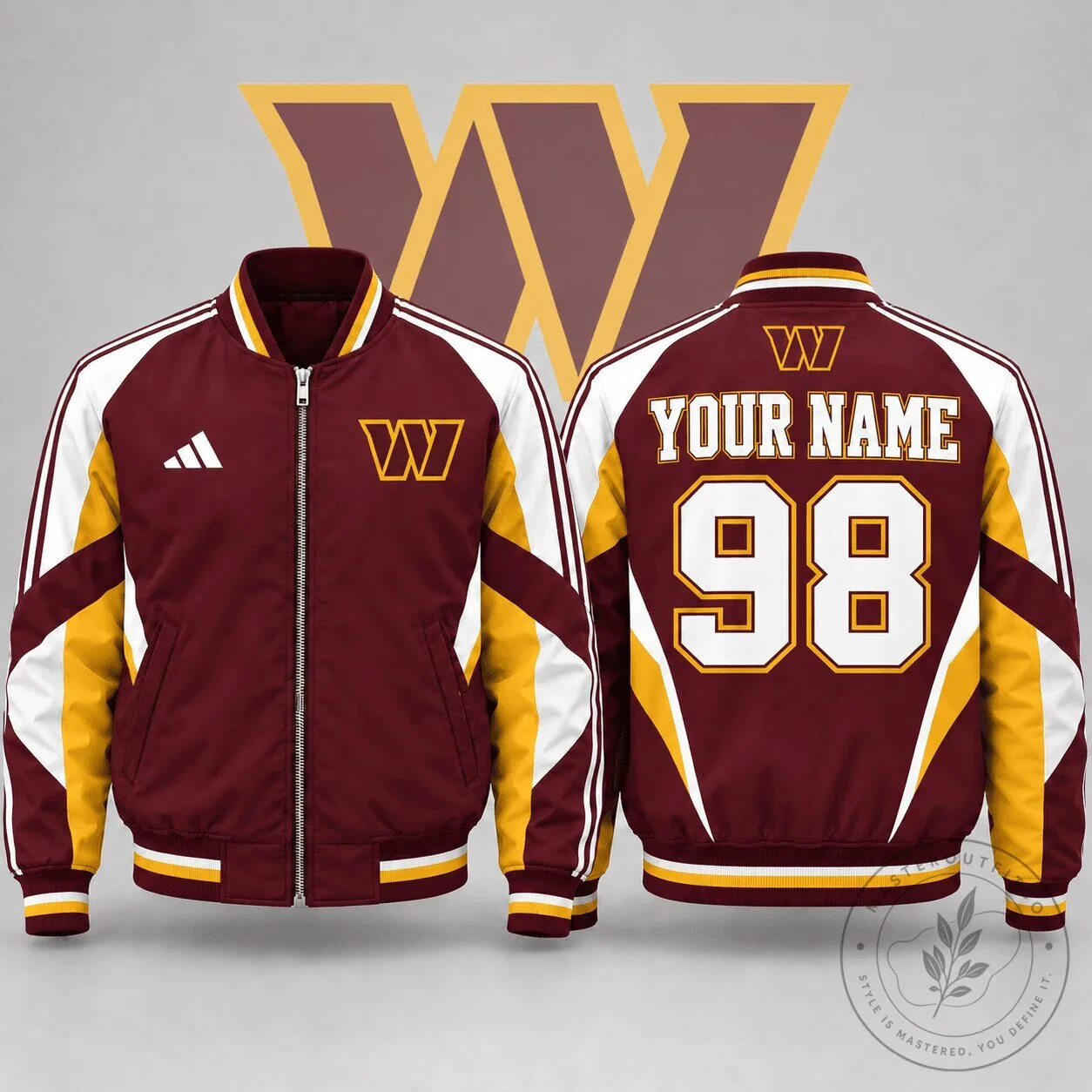 Washington Commanders Personalized Bomber Jacket with Custom Name and Number 1 Washington Commanders Personalized Bomber Jacket with Custom Name and Number