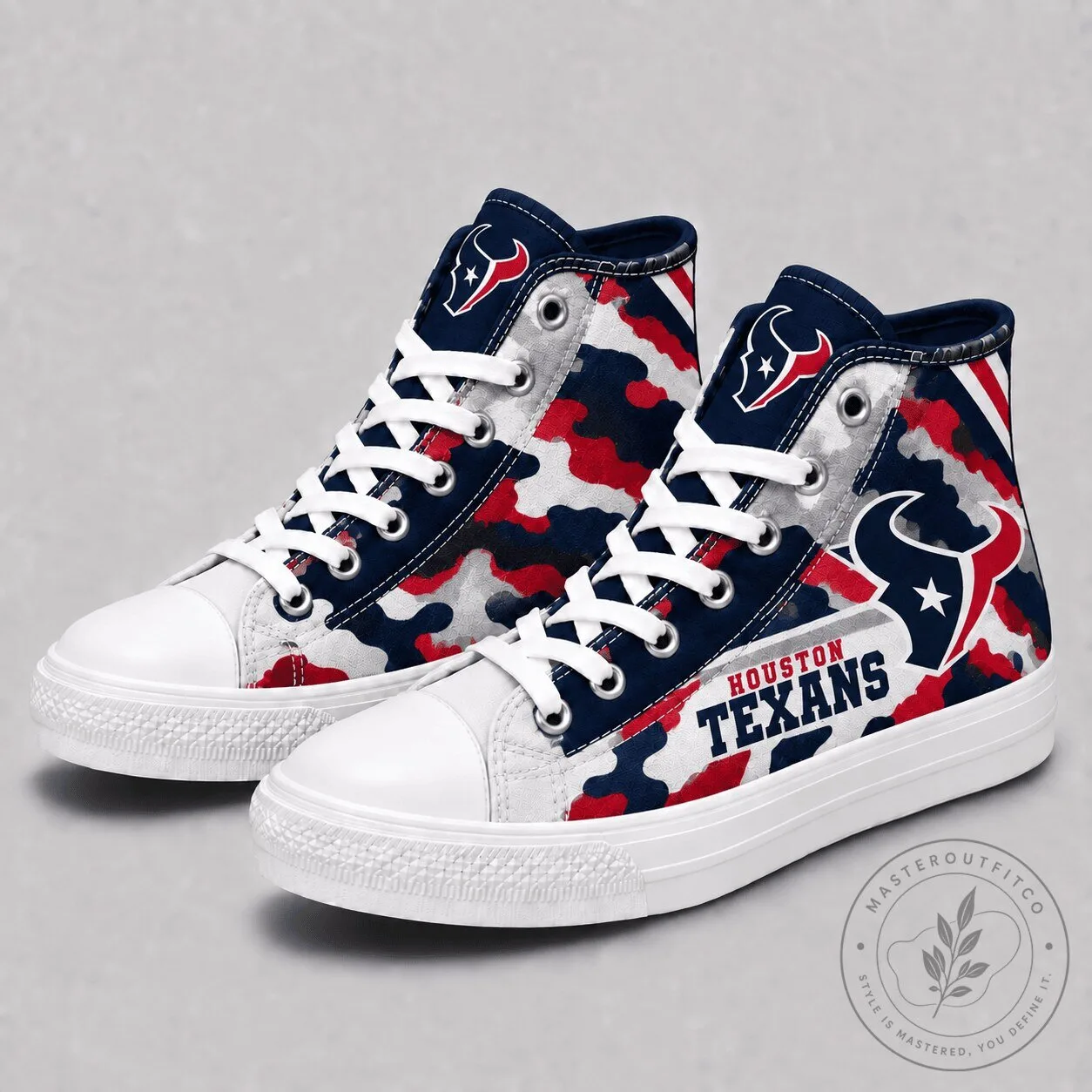 Houston Texans Camouflage High Top Canvas Shoes