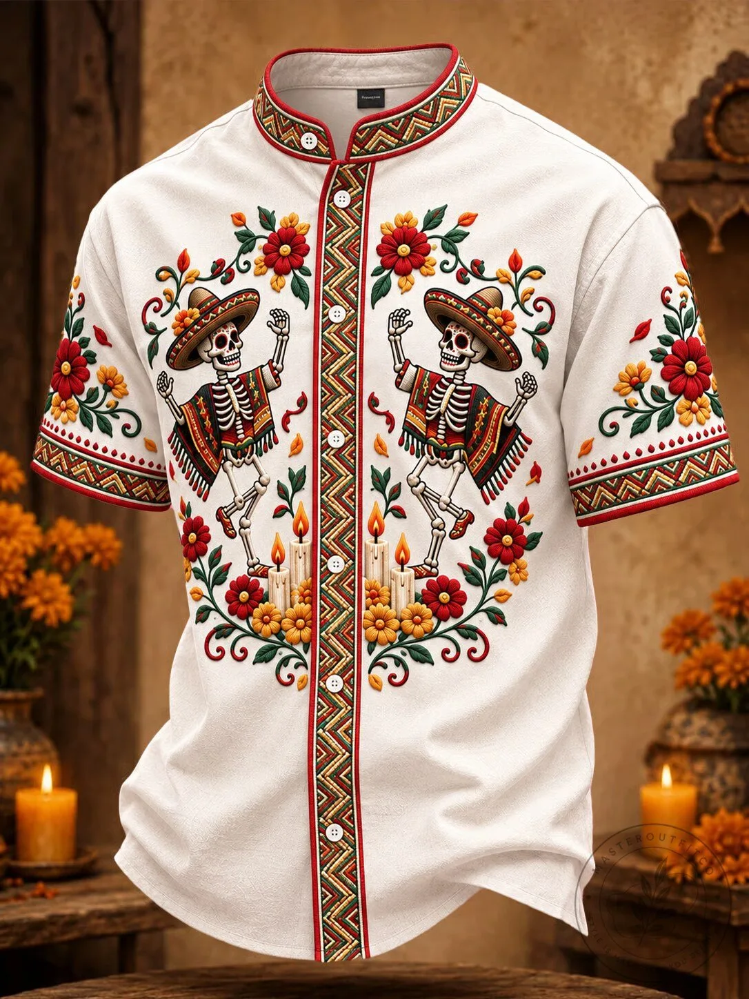 Day Of The Dead Dancing Skeletons Floral Pattern Hawaiian Shirt