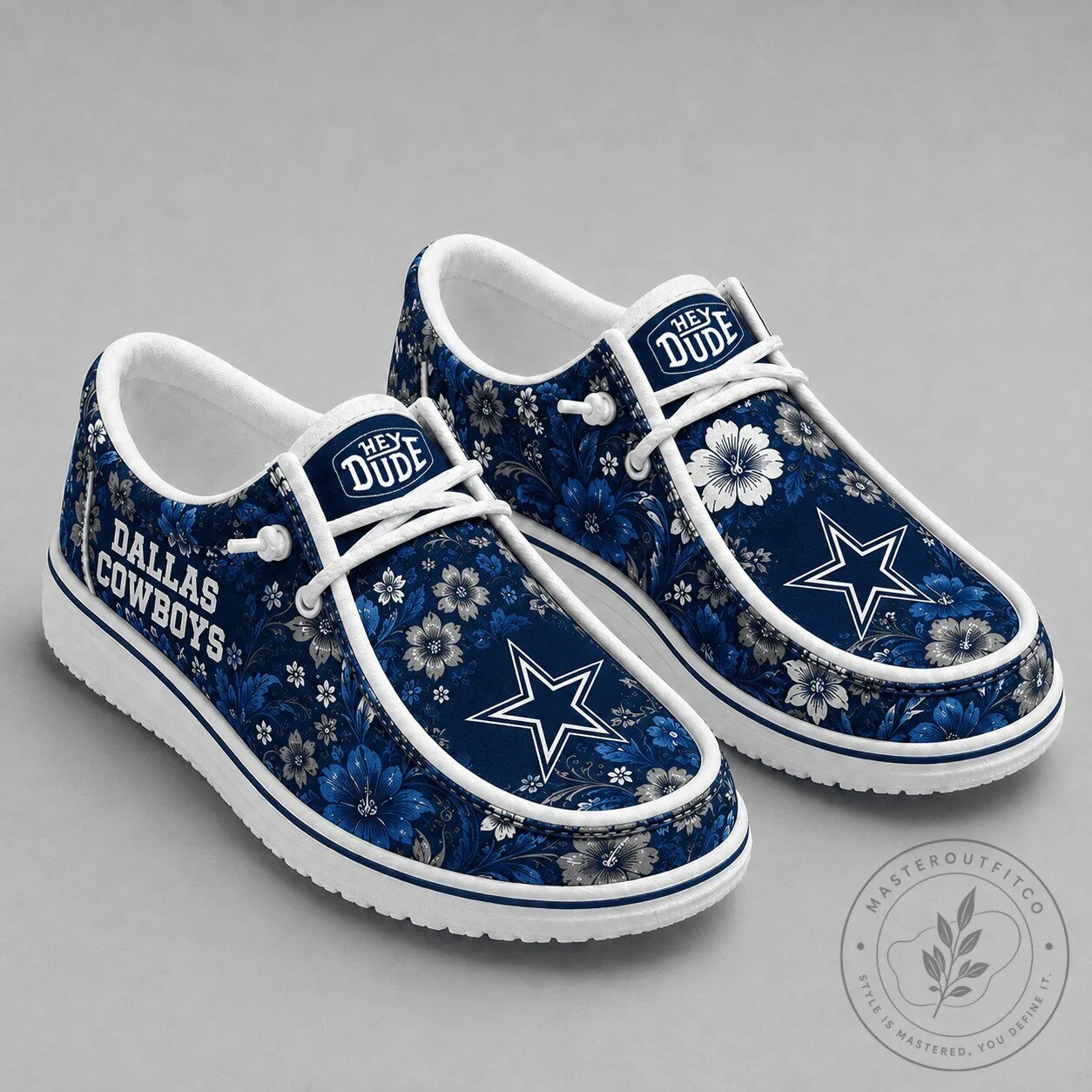 Dallas Cowboys Floral Pattern Team Logo Navy Blue Loafer Shoes