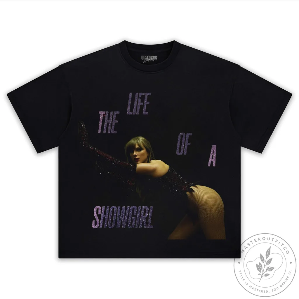 Taylor Swift The Life Of A Showgirl Black Graphic T-Shirt Taylor Swift The Life Of A Showgirl Black Graphic T-Shirt
