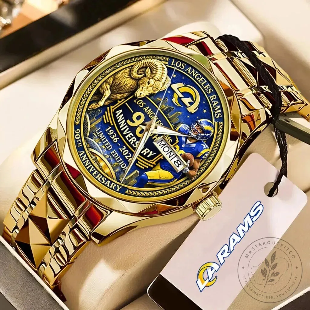Los Angeles Rams 90th Anniversary Limited Edition Gold Tone Watch