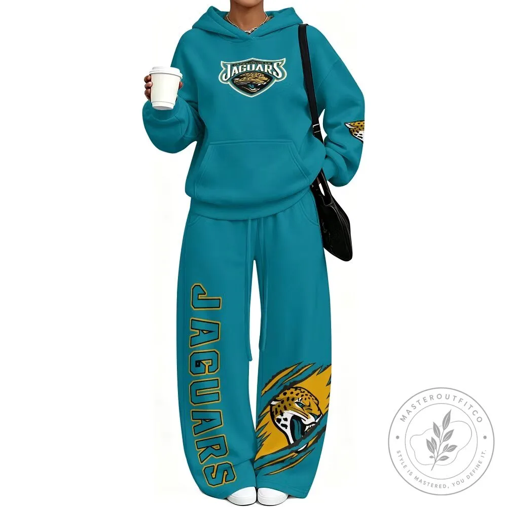 Jacksonville Jaguars Teal Hoodie and Pants Set for Women