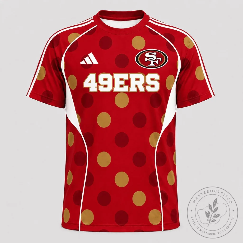 San Francisco 49ers Red Polka Dot Game Day Football Jersey Shirt 46 San Francisco 49ers Red Polka Dot Game Day Football Jersey Shirt