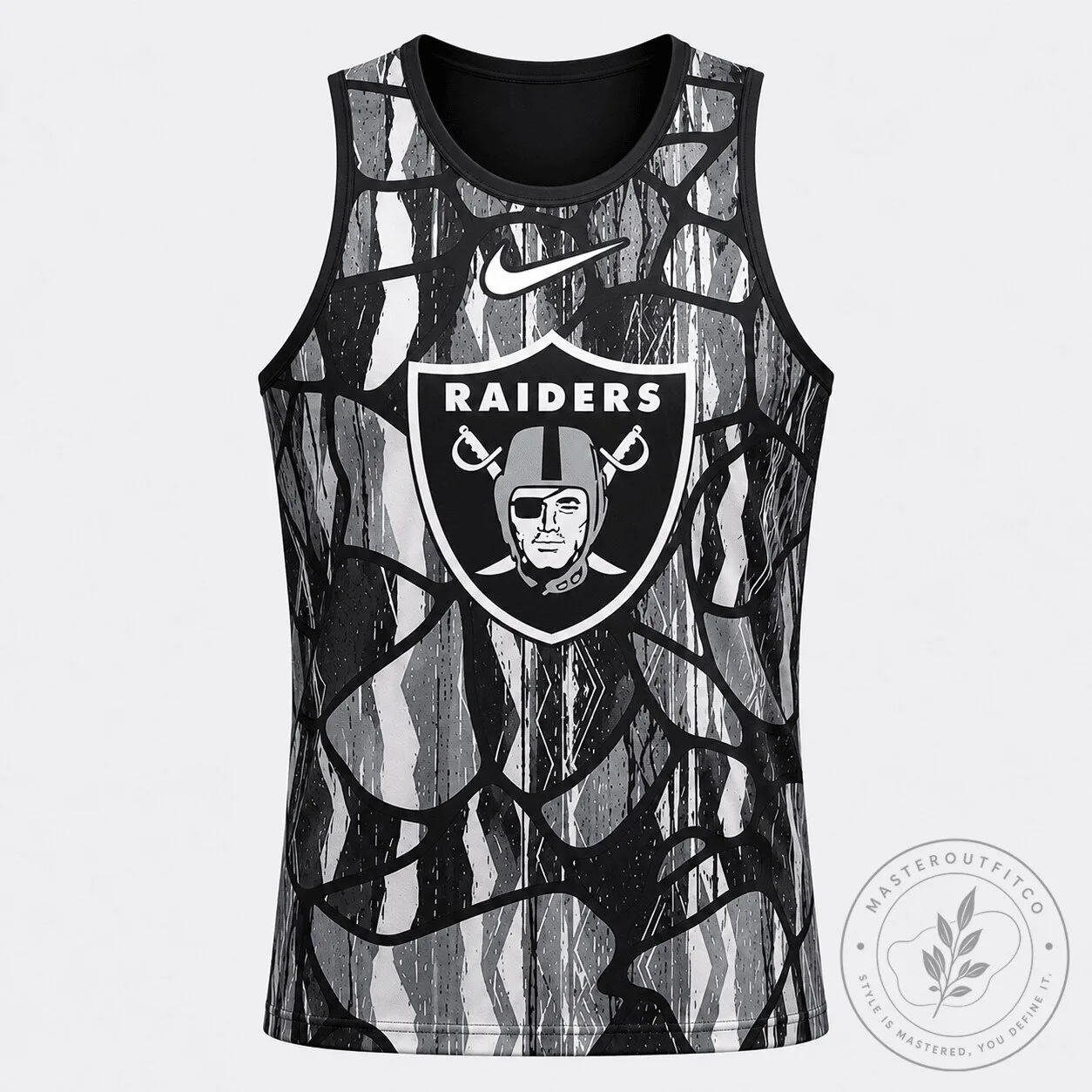 Las Vegas Raiders Black and White Camouflage Pattern Men's Tank Top