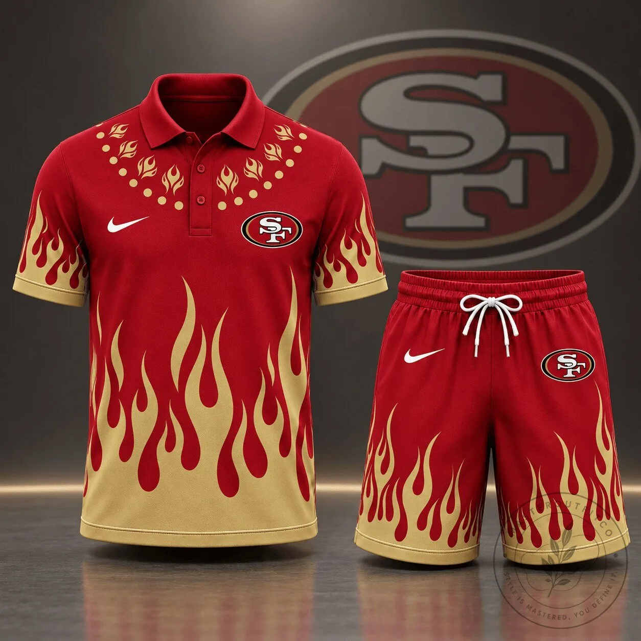 San Francisco 49ers Flame Graphic Red Polo Shirt