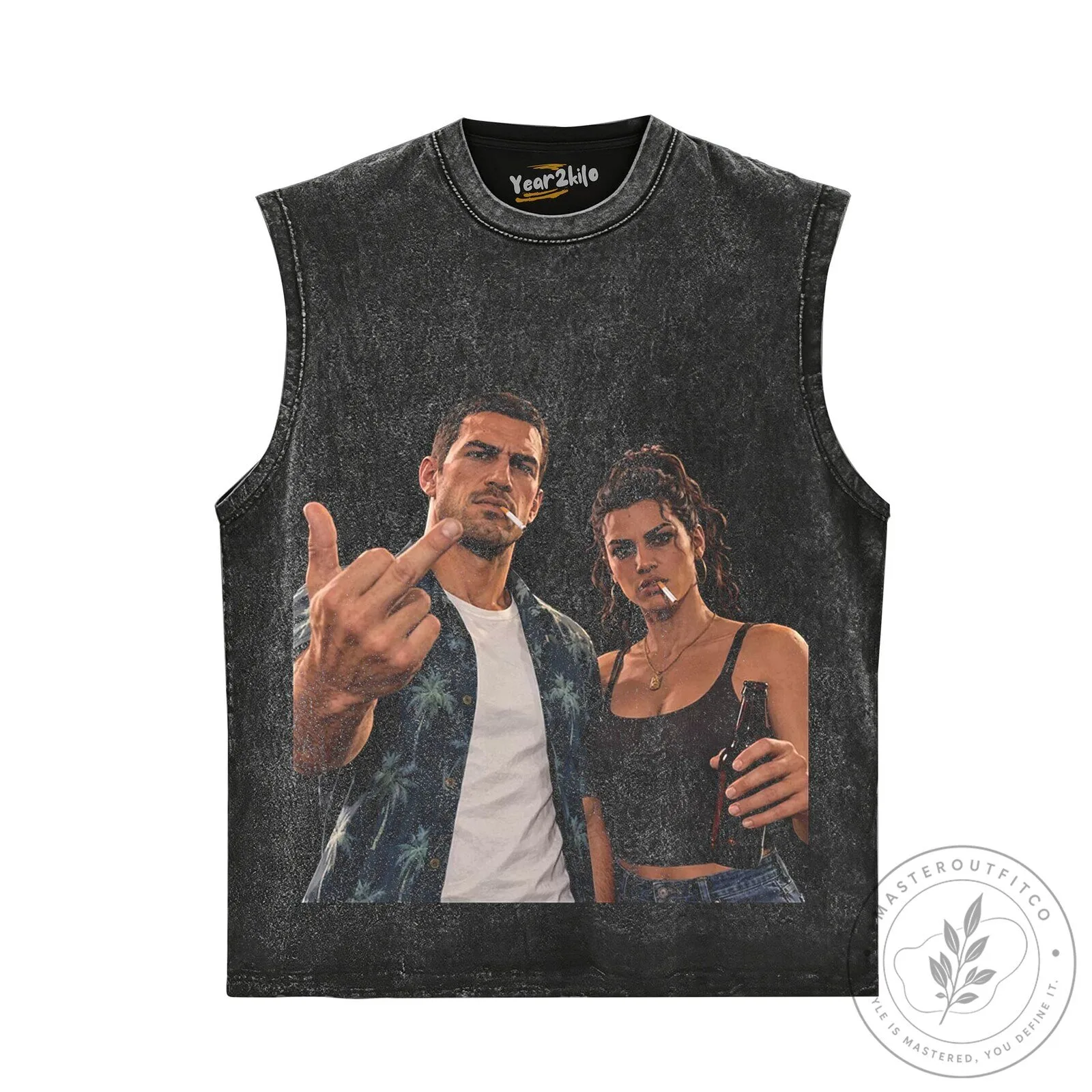 Grand Theft Auto VI Jason and Lucia Middle Finger Graphic T-Shirt 15 Grand Theft Auto VI Jason and Lucia Middle Finger Graphic T-Shirt
