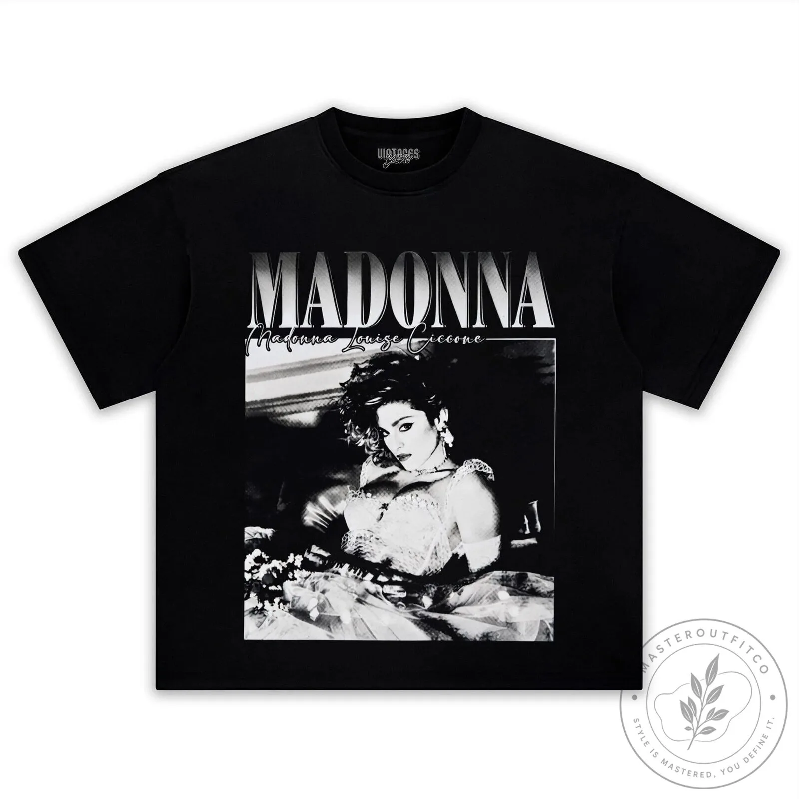 Madonna Louise Ciccone Black and White Vintage Style Graphic T-Shirt 8 Madonna Louise Ciccone Black and White Vintage Style Graphic T-Shirt