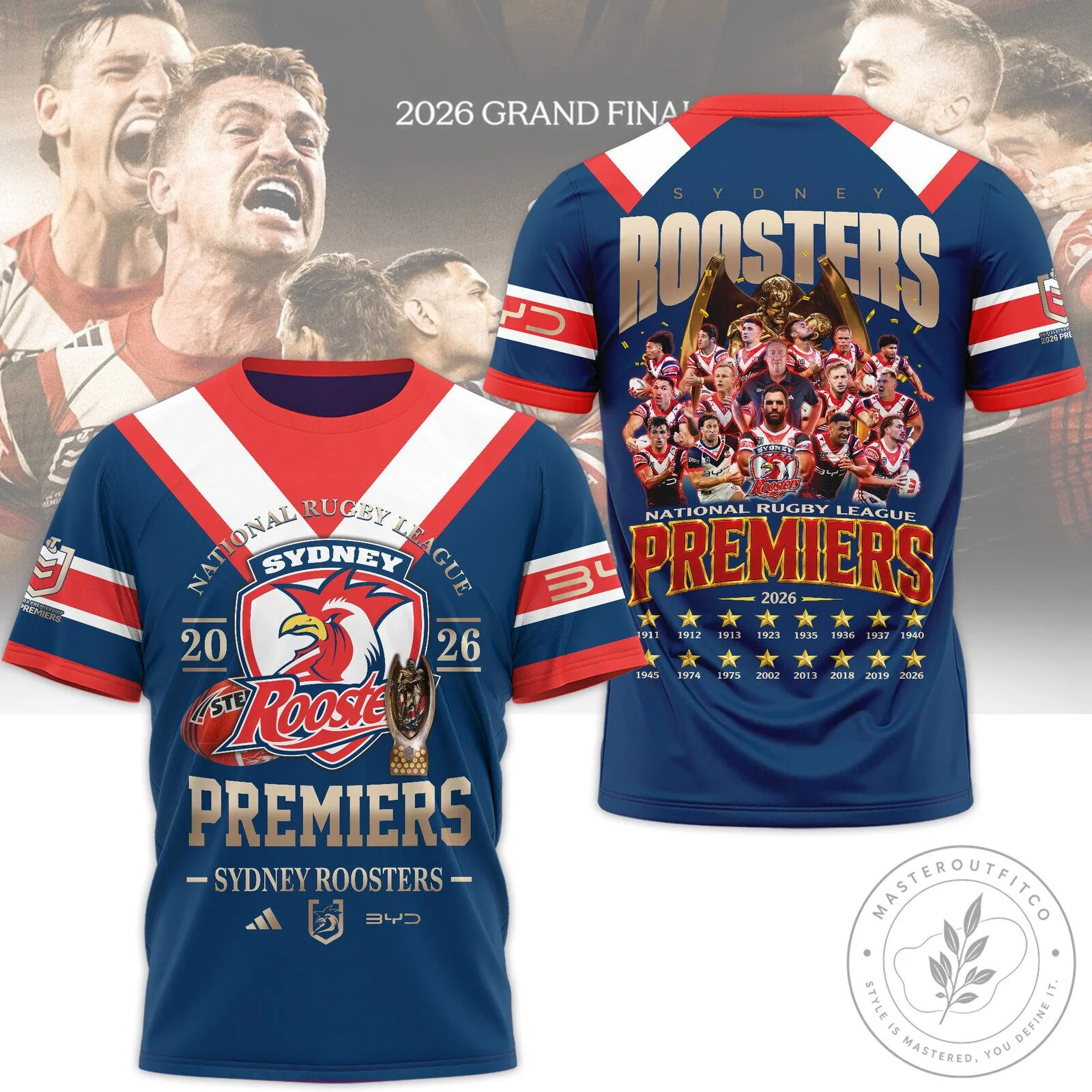 Sydney Roosters National Rugby League Premiers 2026 Grand Final T-Shirt 7 Sydney Roosters National Rugby League Premiers 2026 Grand Final T-Shirt