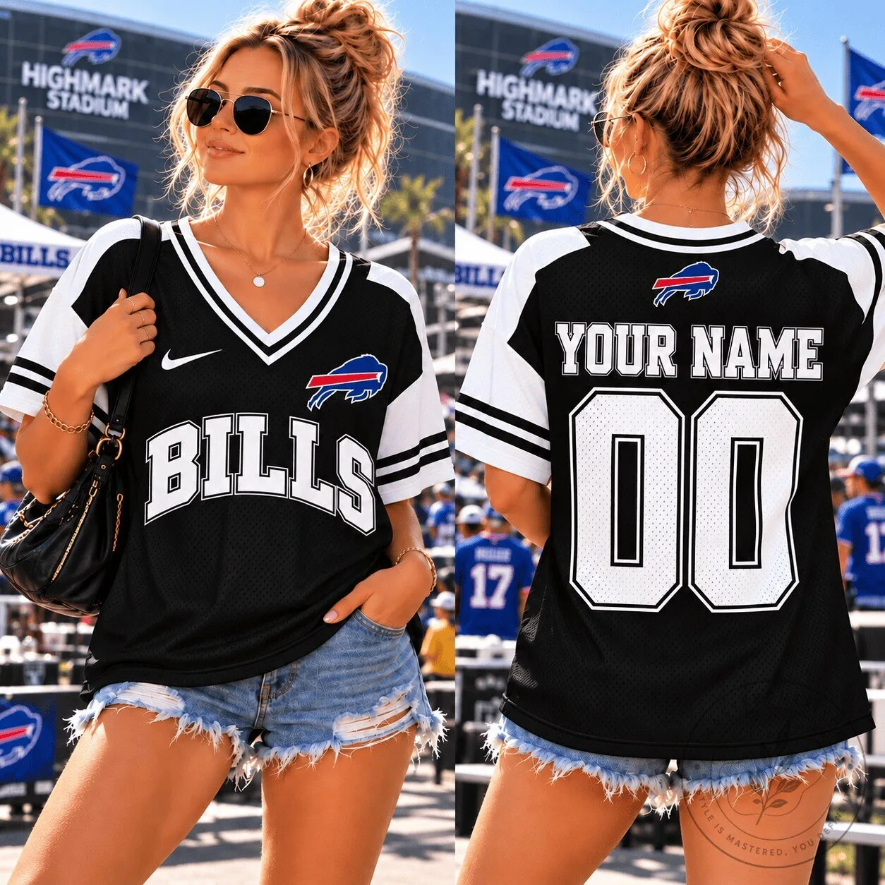 Buffalo Bills Personalized NFL Game Day V-Neck Football Jersey 2 Buffalo Bills Personalized NFL Game Day V-Neck Football Jersey