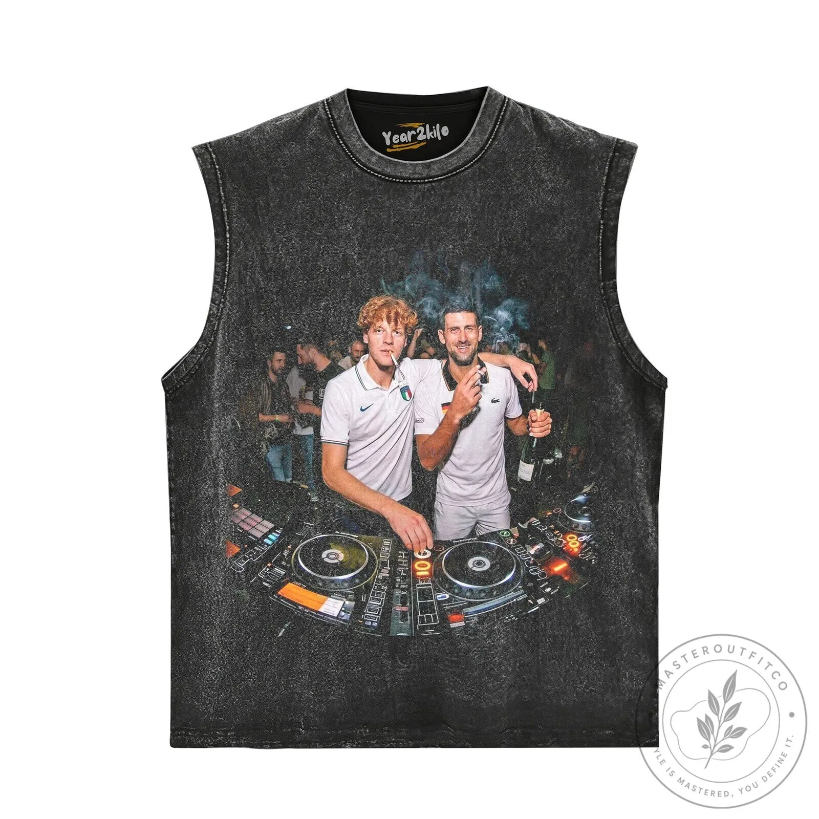 Novak Djokovic and Jannik Sinner Tennis Players DJ Party T-Shirt 17 Novak Djokovic and Jannik Sinner Tennis Players DJ Party T-Shirt
