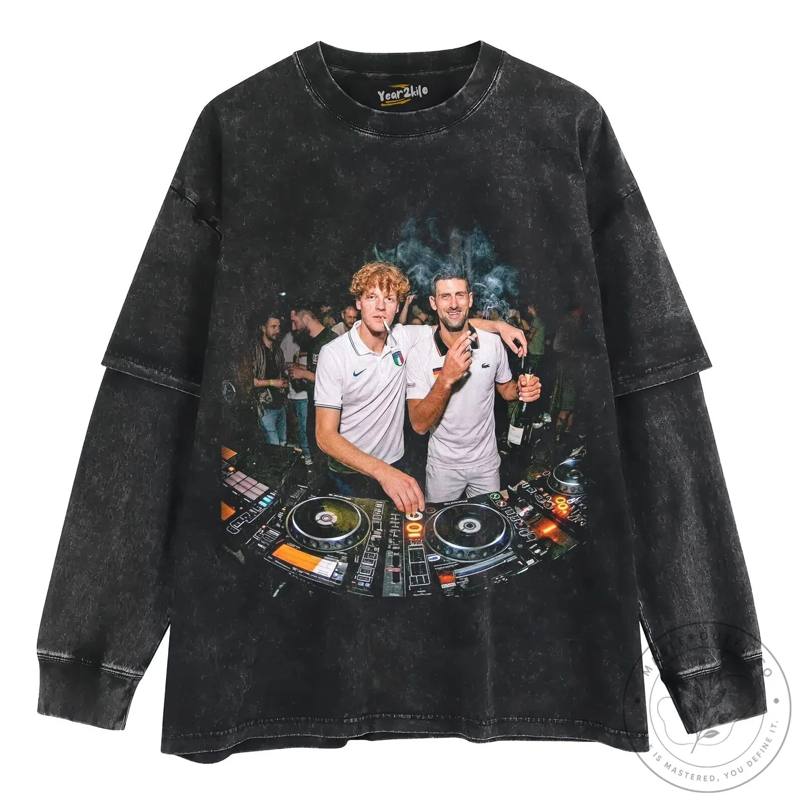 Novak Djokovic and Jannik Sinner Tennis Players DJ Party T-Shirt 18 Novak Djokovic and Jannik Sinner Tennis Players DJ Party T-Shirt
