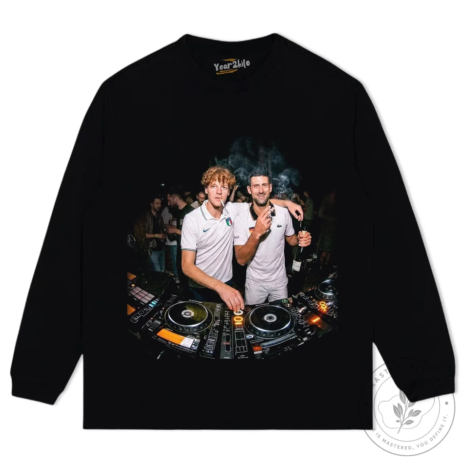 Novak Djokovic and Jannik Sinner Tennis Players DJ Party T-Shirt 19 Novak Djokovic and Jannik Sinner Tennis Players DJ Party T-Shirt