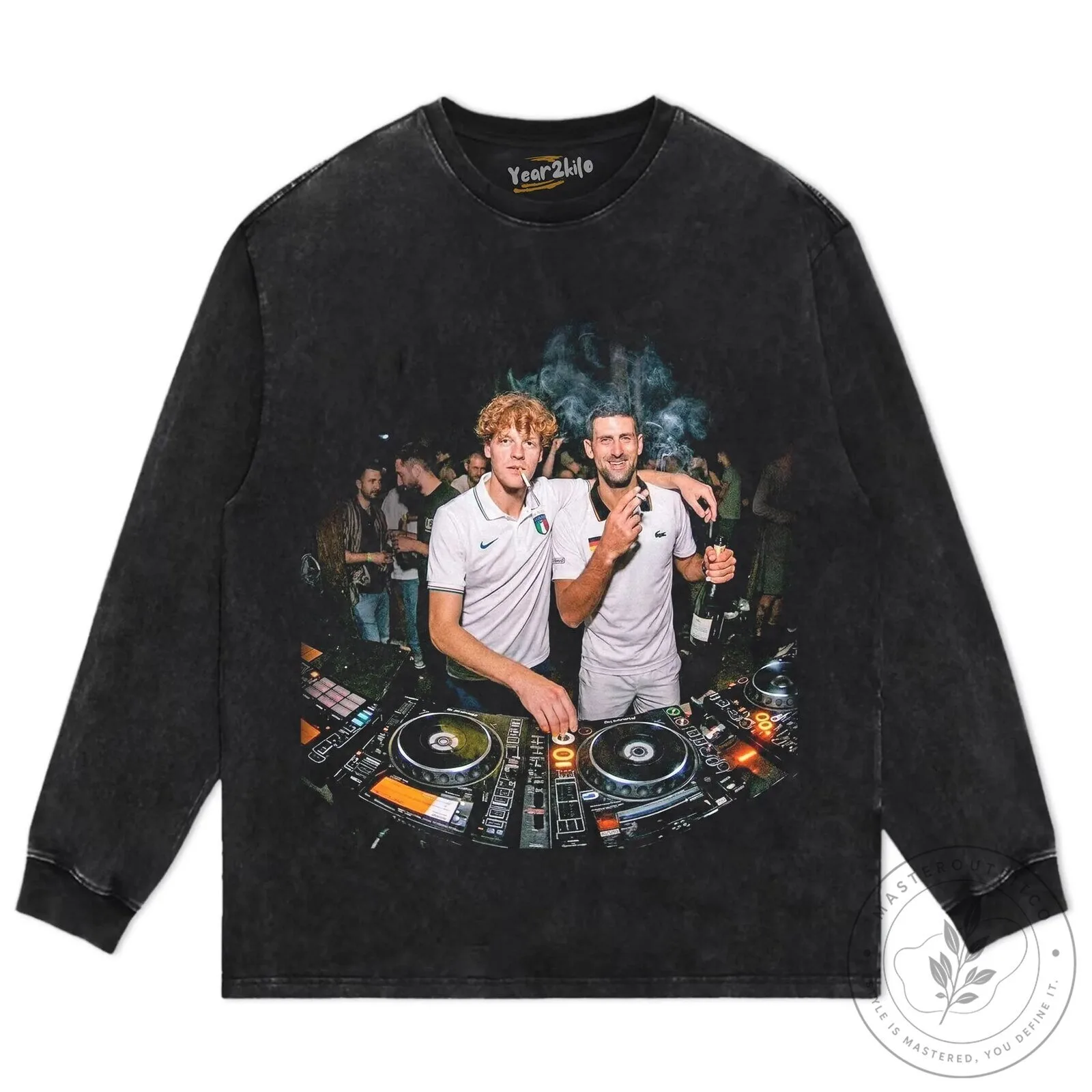 Novak Djokovic and Jannik Sinner Tennis Players DJ Party T-Shirt 20 Novak Djokovic and Jannik Sinner Tennis Players DJ Party T-Shirt