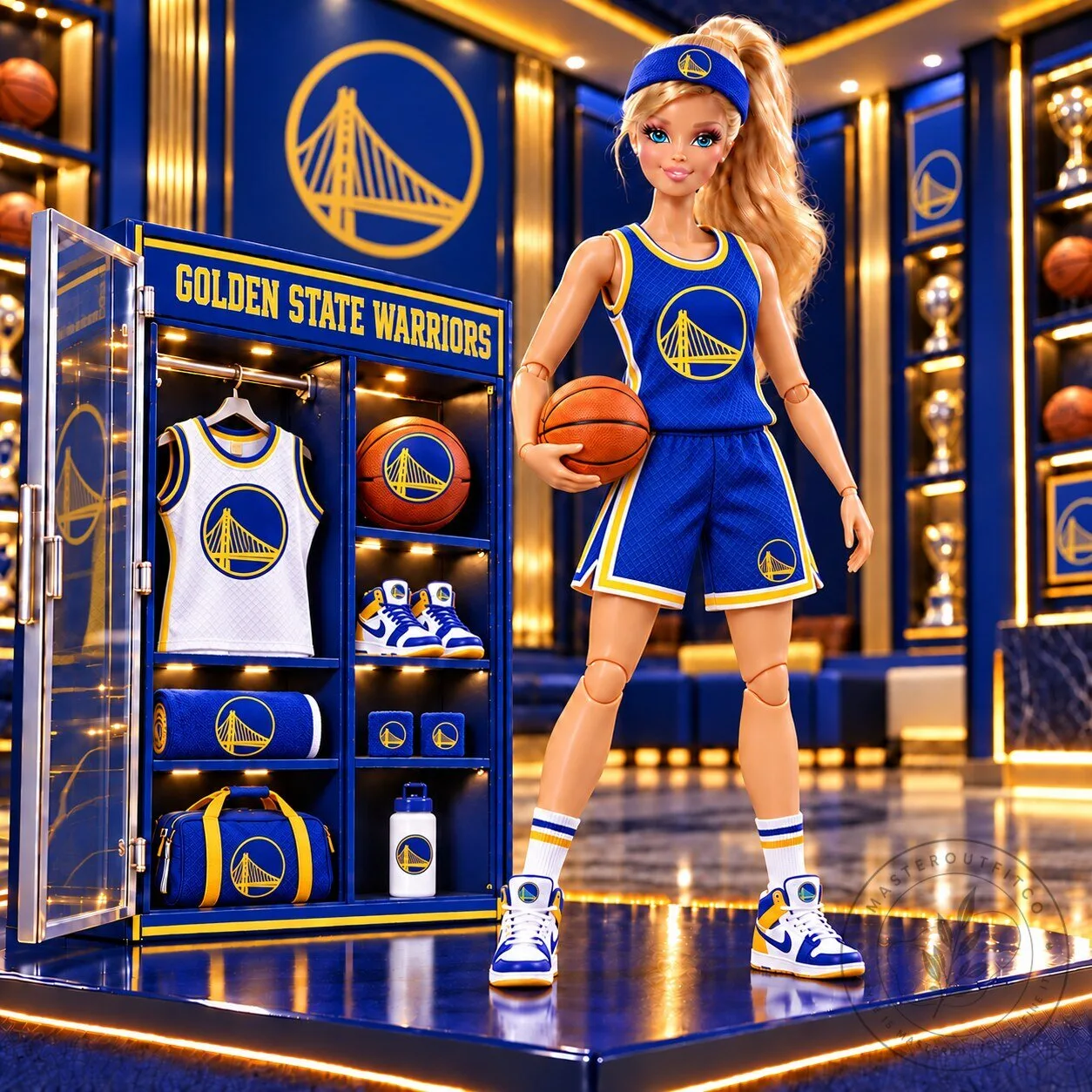 Golden State Warriors Barbie Doll with Basketball and Team Apparel