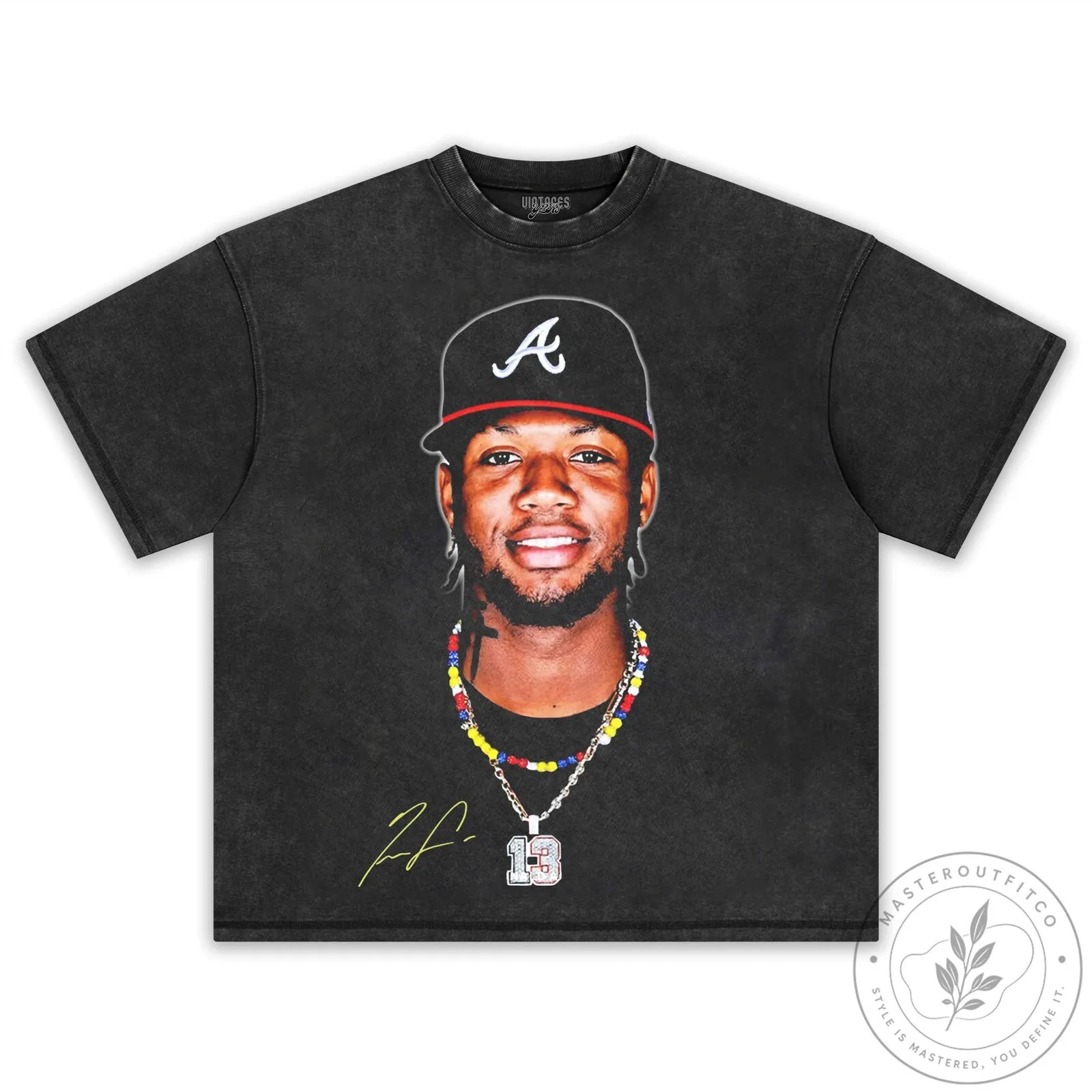 Ronald Acuna Jr Baseball Player Portrait Graphic T-Shirt 9 Ronald Acuna Jr Baseball Player Portrait Graphic T-Shirt