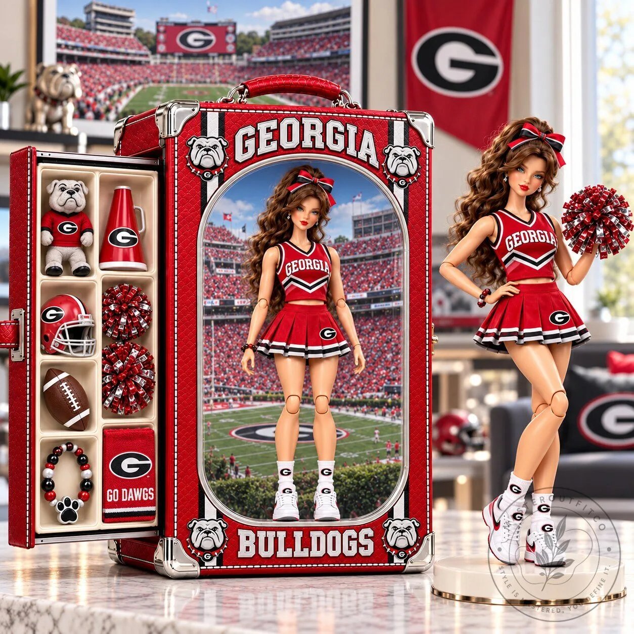 Georgia Bulldogs Cheerleader Barbie Doll Collectible Figure