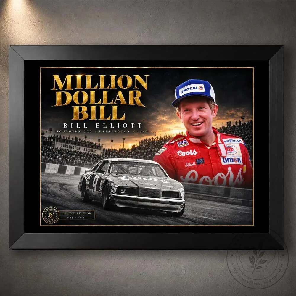 Bill Elliott Million Dollar Bill NASCAR Racing Legend Framed Wall Art Poster